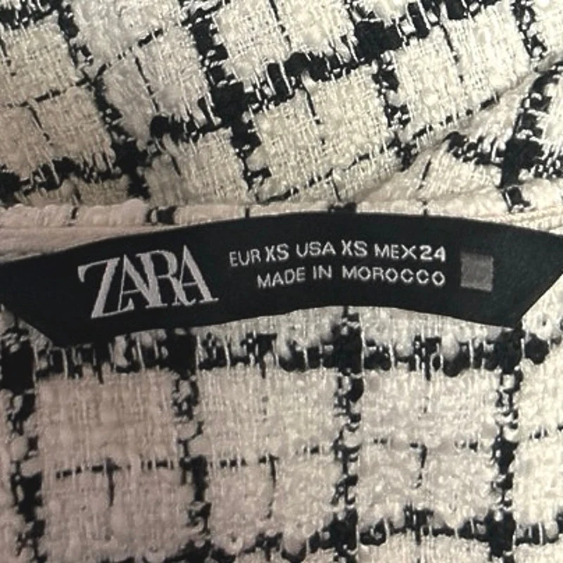 Zara White Black Plaid Check Tweed Sleeveless Camisole Mini A-Line Tank Dress XS - Image 4