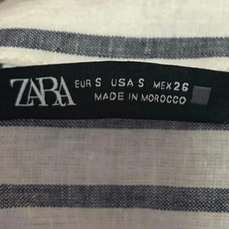 Zara White Gray Striped Oversized Long Sleeve Button Down Shirt Top Size S - Image 3