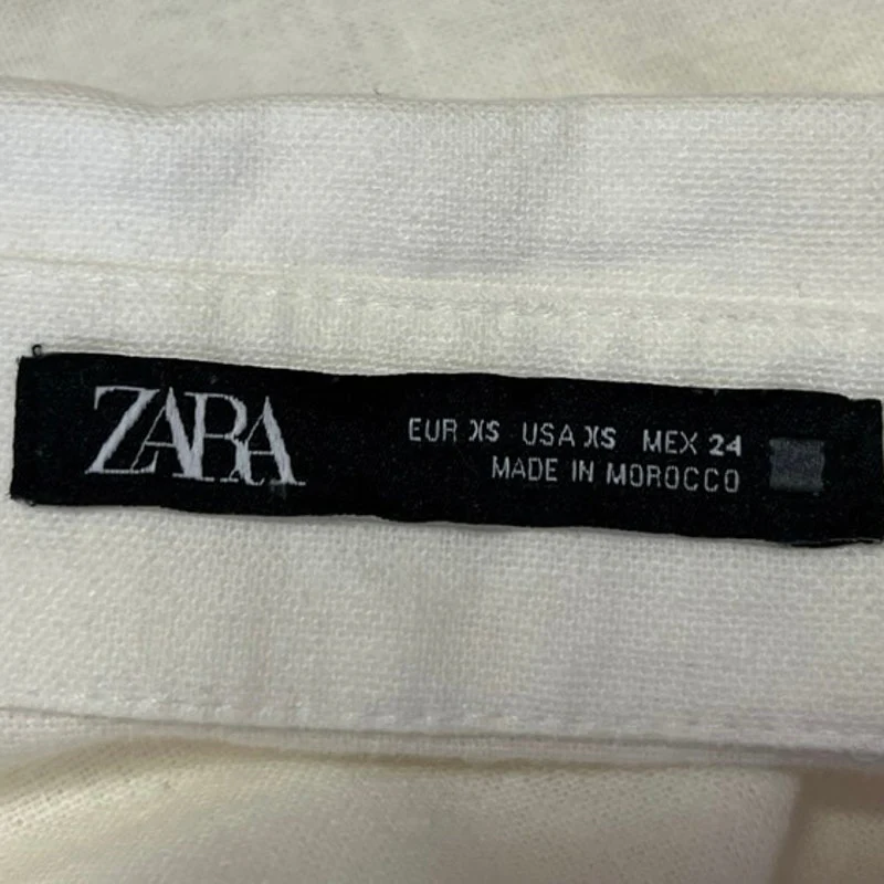 Zara White Linen Short Sleeve Collared Button Down Maxi Shirt Dress Size XS - Image 4