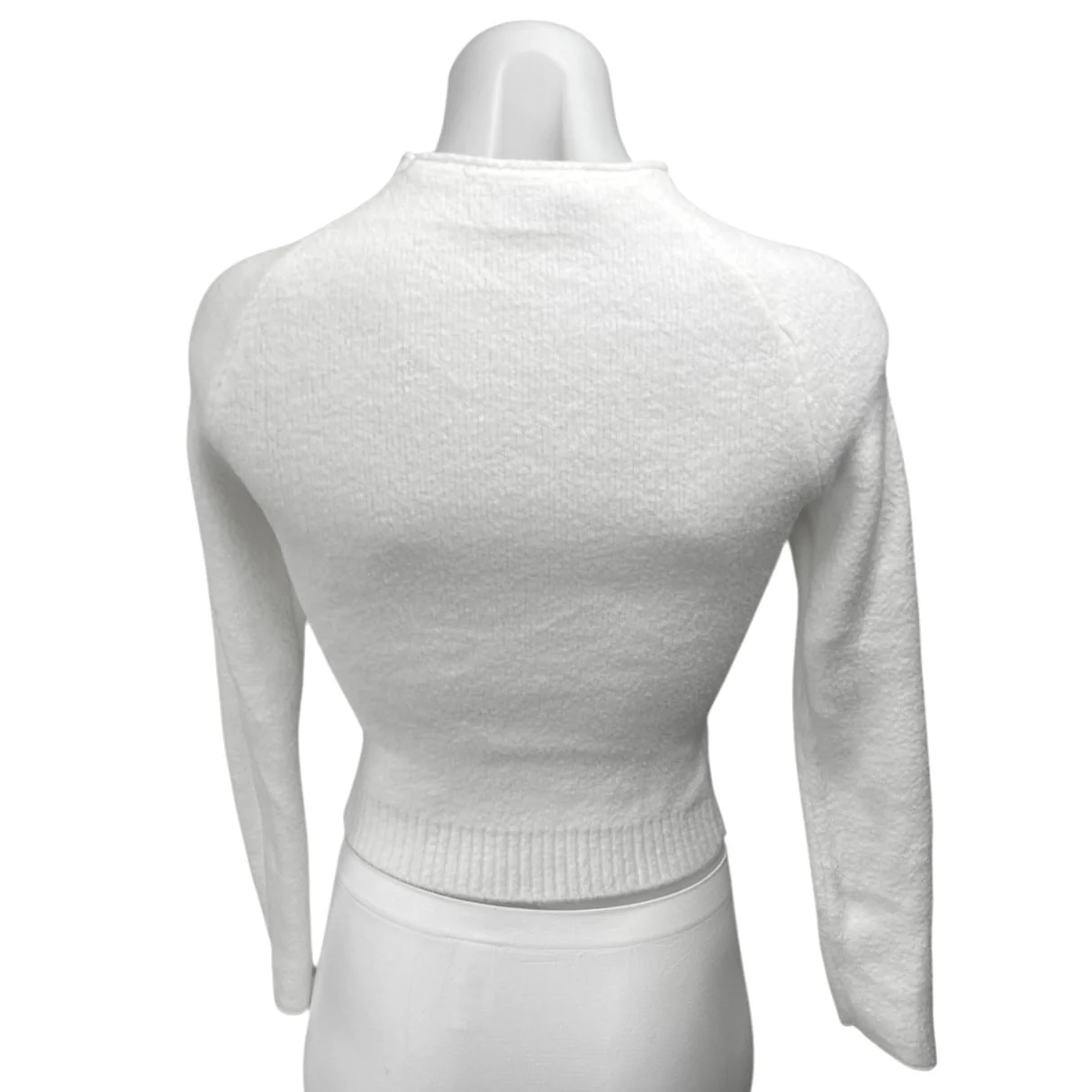 Zara White Mock Neck Knit Cropped Long Sleeve Pullover Sweater Top Size S - Image 2