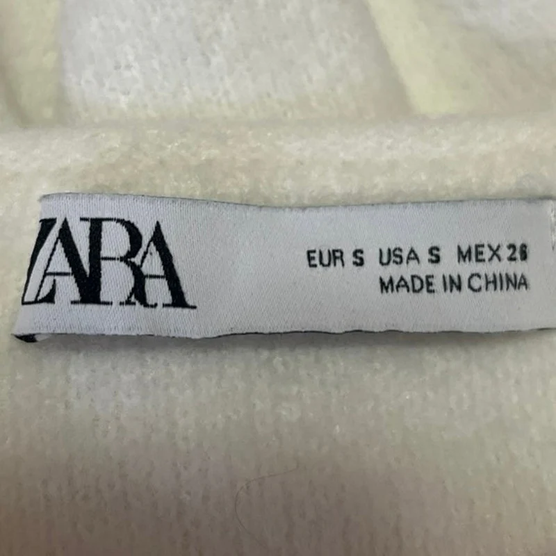 Zara White Mock Neck Knit Cropped Long Sleeve Pullover Sweater Top Size S - Image 3