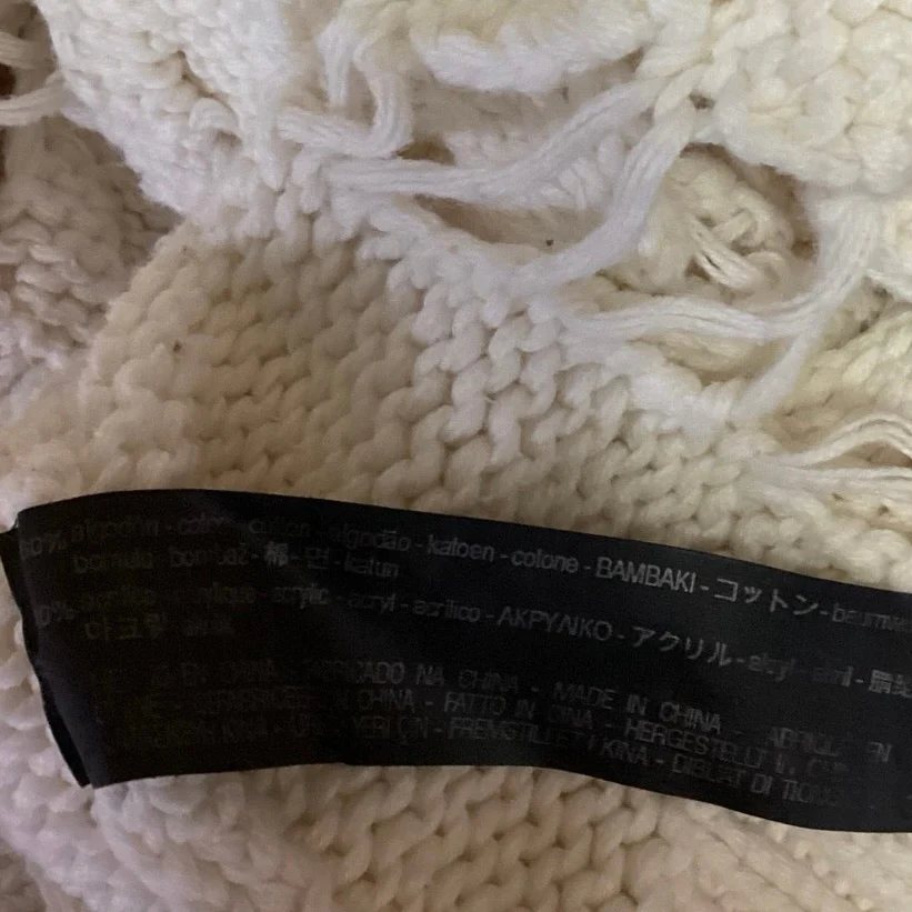 Zara White Open Knit Crochet Boat Neck Long Sleeve Pullover Crop Sweater Size M - Image 4