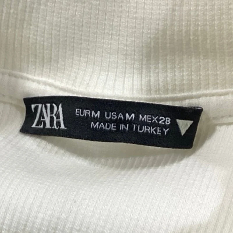 Zara White Ribbed Knit Turtleneck Half Zip Sleeveless Sweater Vest Top Size M - Image 3