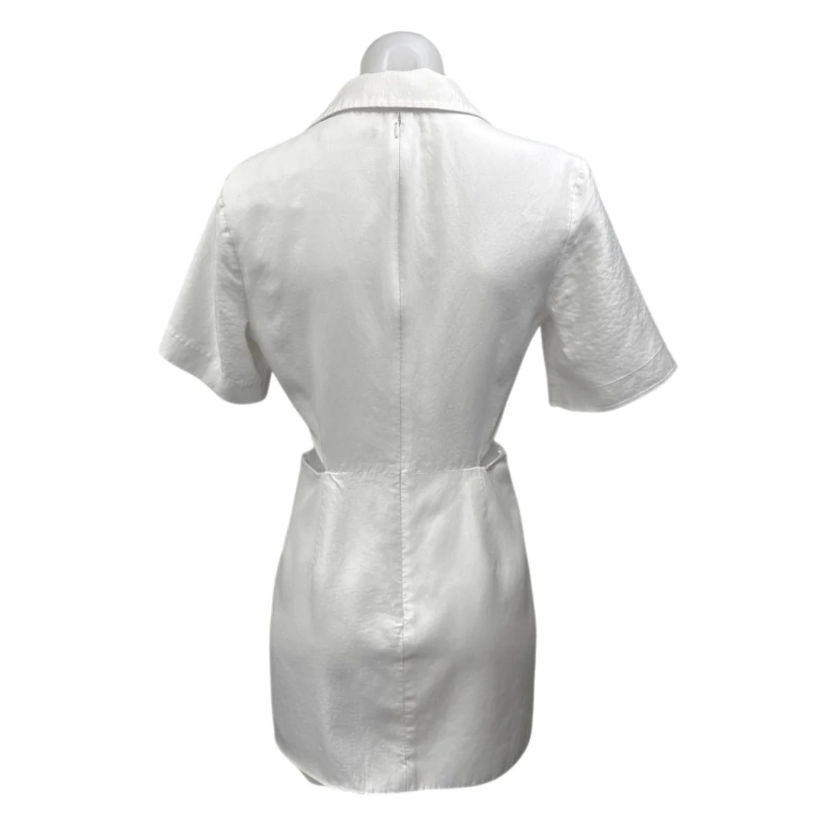Zara White Short Sleeve Cutout Twist Front Notch Collar Mini Blazer Wrap Dress S - Image 4
