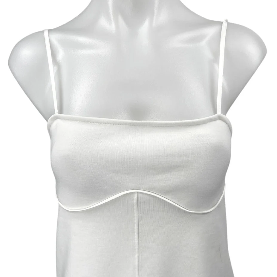 Zara White Sleeveless Square Neck Cami Camisole Slip Tank Mini Dress Size S - Image 3