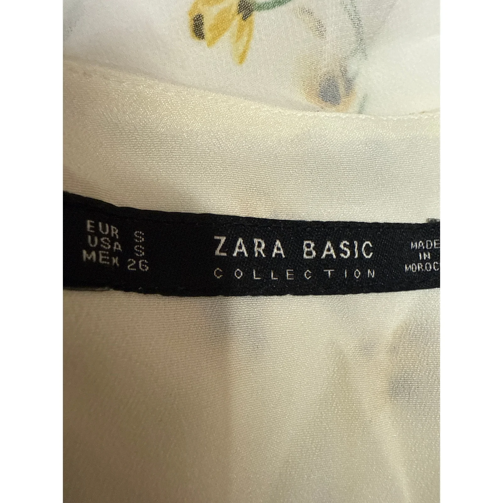 Zara White Yellow Cold Shoulder Floral Scoop Neck Cami Cross Back Midi Dress S - Image 5