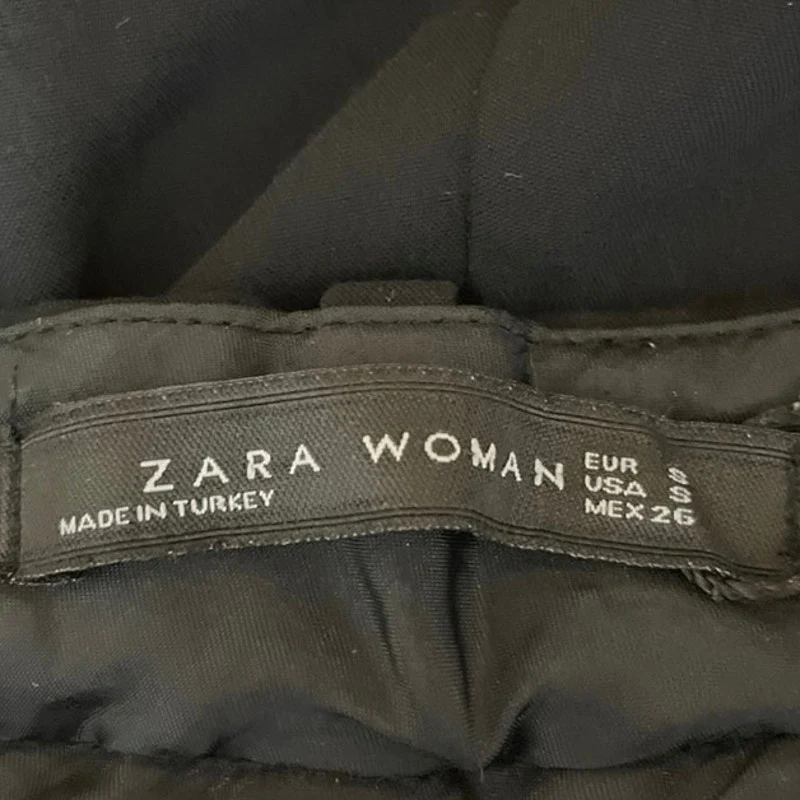 Zara Woman Black Mid Rise Side Zip Straight Leg Trouser Dress Pants Size S - Image 4