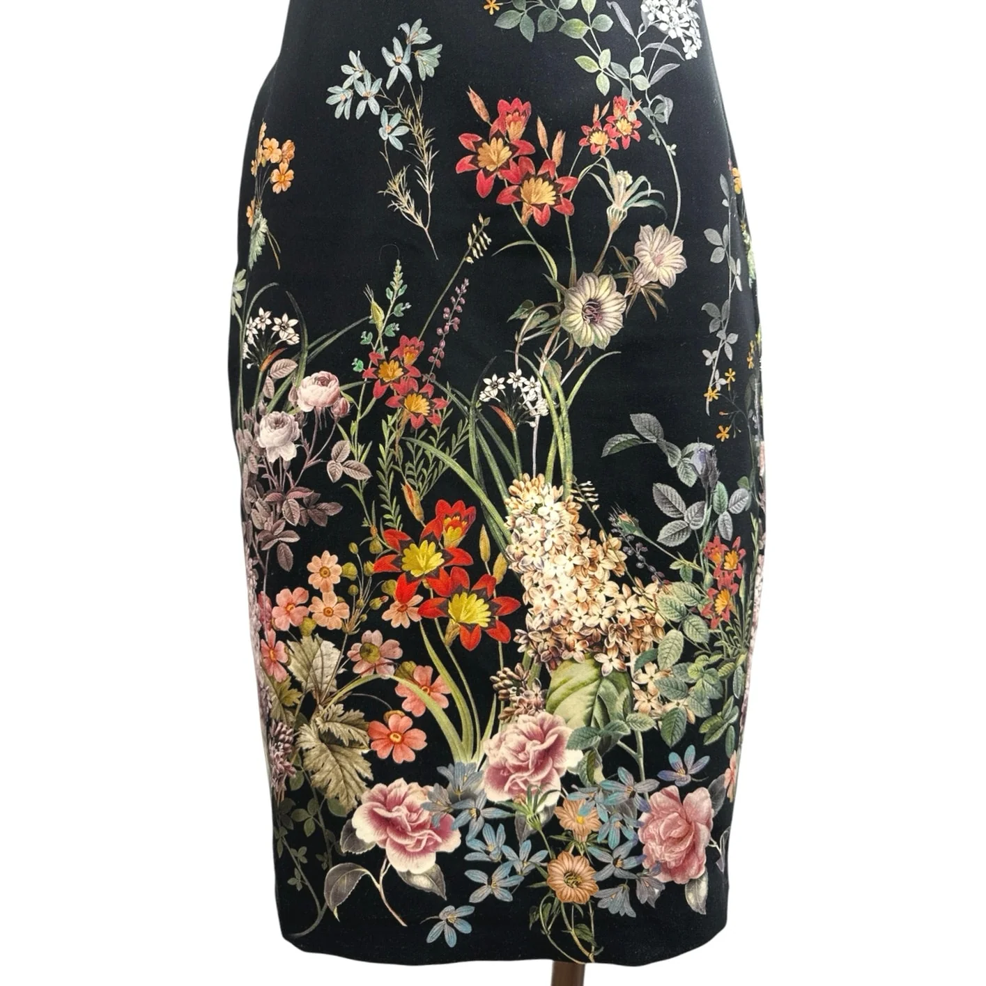 Zara Woman Black V Neck Cap Sleeve Floral Knee Length Sheath Dress Size XS - Image 6