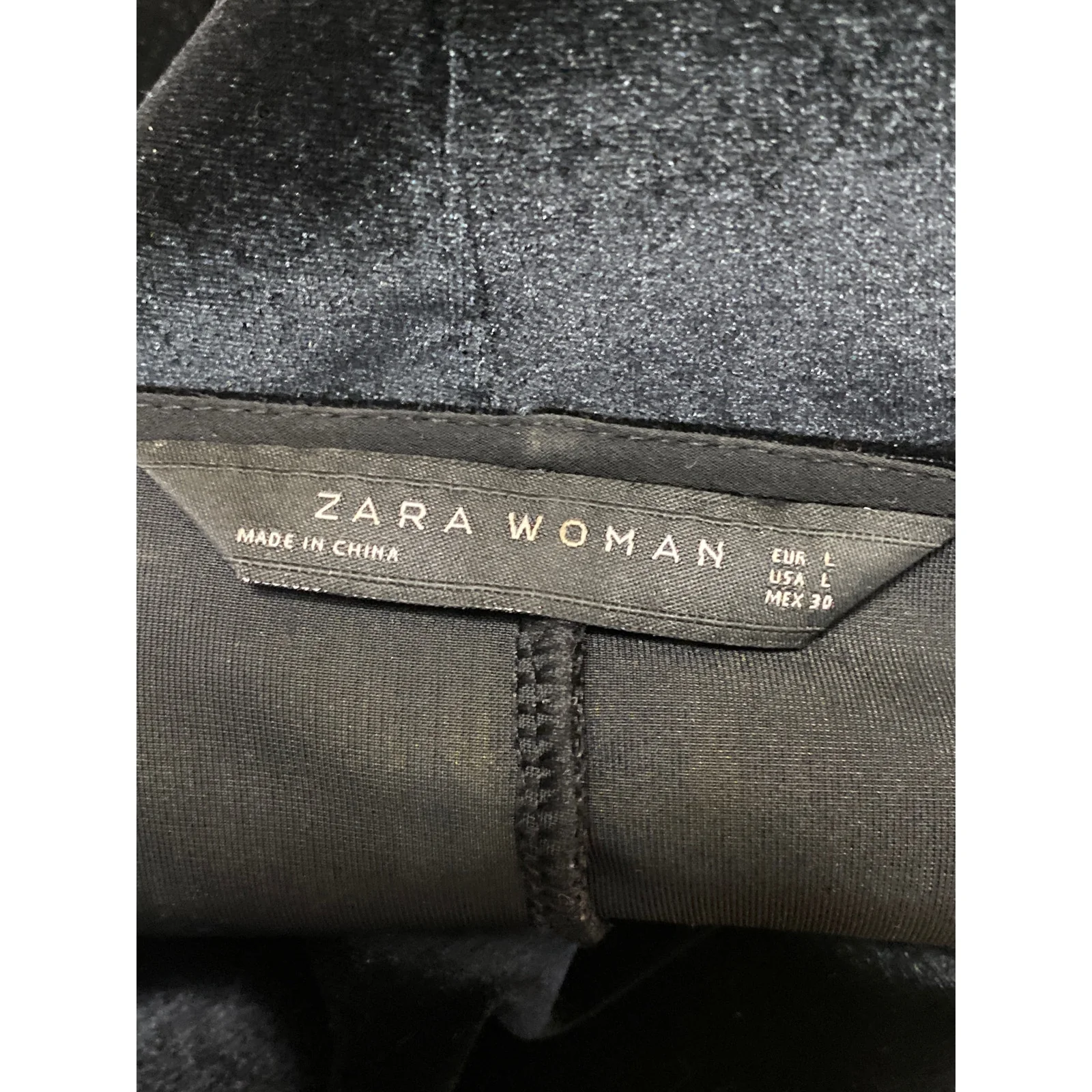 Zara Woman Black Velvet Velour Long Sleeve Tie Belt V-neck Mini Wrap Dress Sz L - Image 5