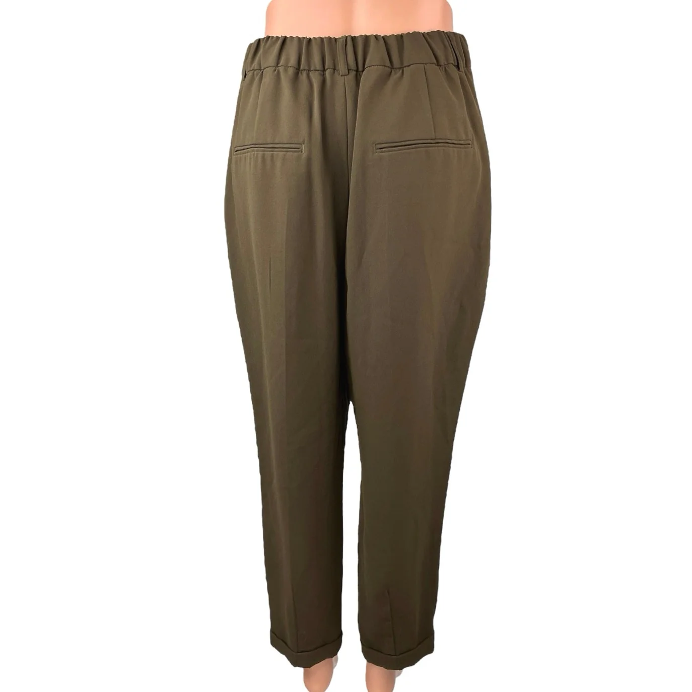 Zara Woman Brown High Waisted Pleated Straight Cropped Trouser Dress Pants Sz M - Image 3
