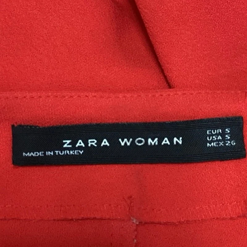 Zara Woman Red V Neck Short Sleeve Ruffled Pullover Mini Career Shift Dress Sz S - Image 3