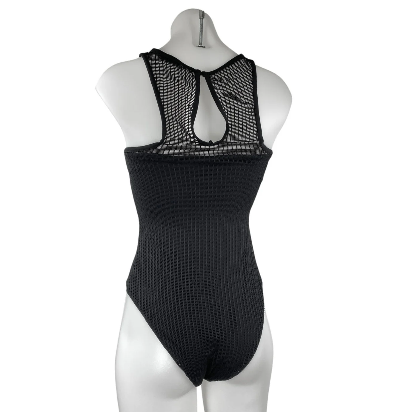 Zara Women Black Sleeveless Mesh High Neck One Piece Swimsuit Swimwear Size S - Image 2