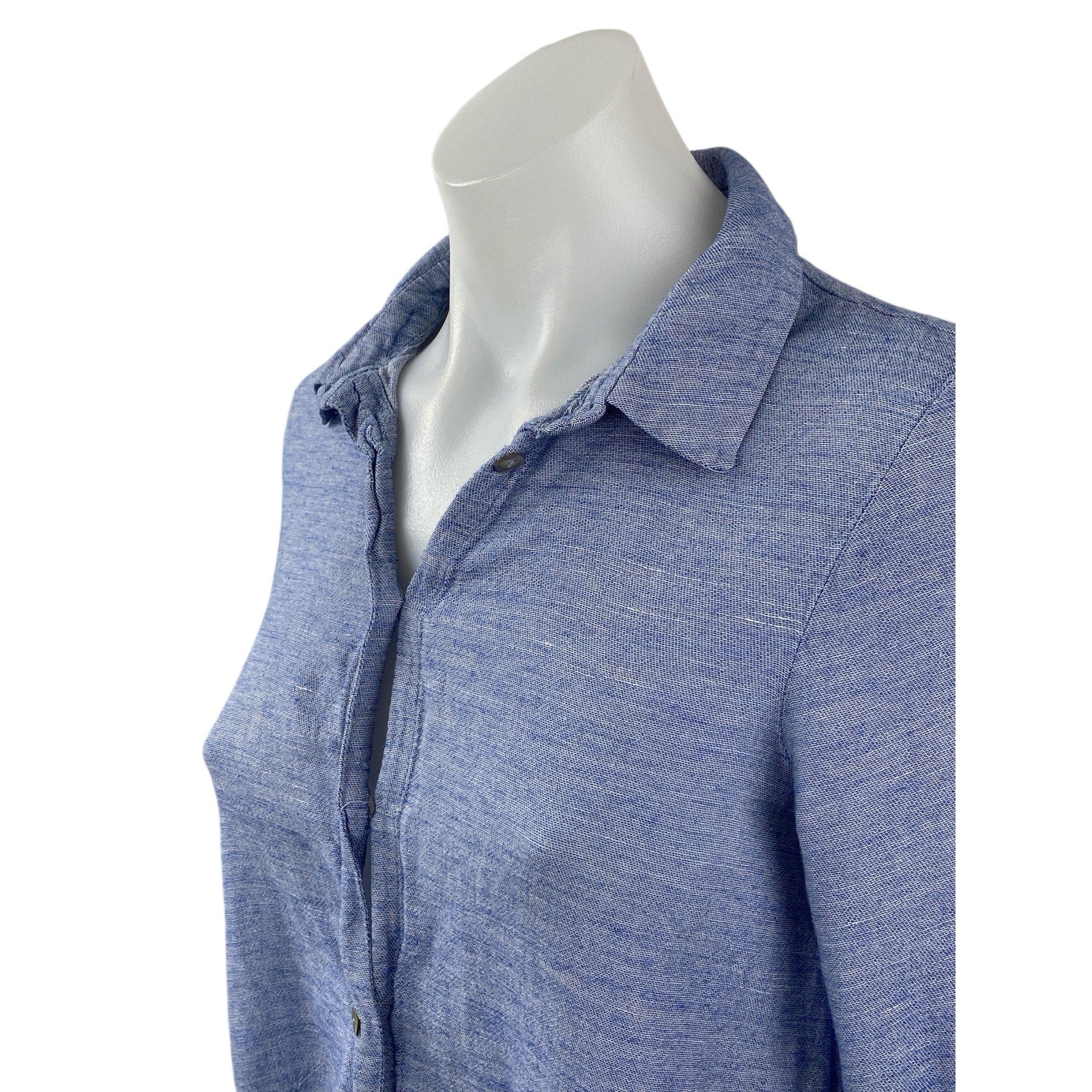 Zara Women Blue Long Sleeve Button Front Collared Casual Mini Shirt Dress Size S - Image 2
