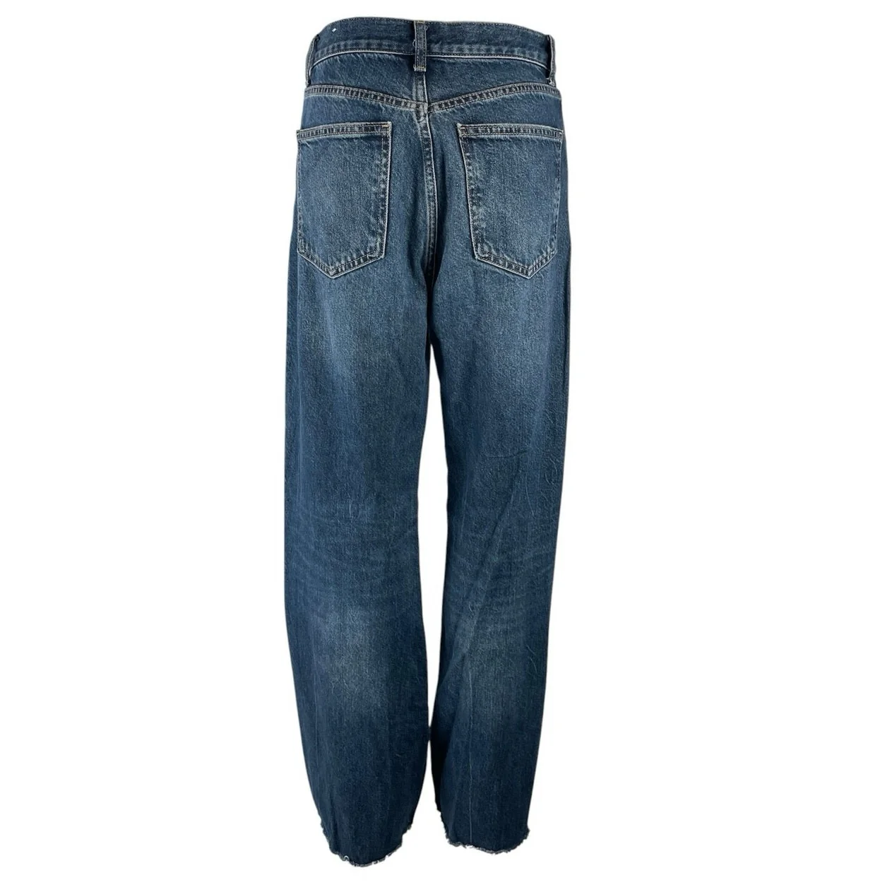 Zara Women Blue Medium Wash High Rise Straight Wide Leg Baggy Denim Jeans Size 6 - Image 3