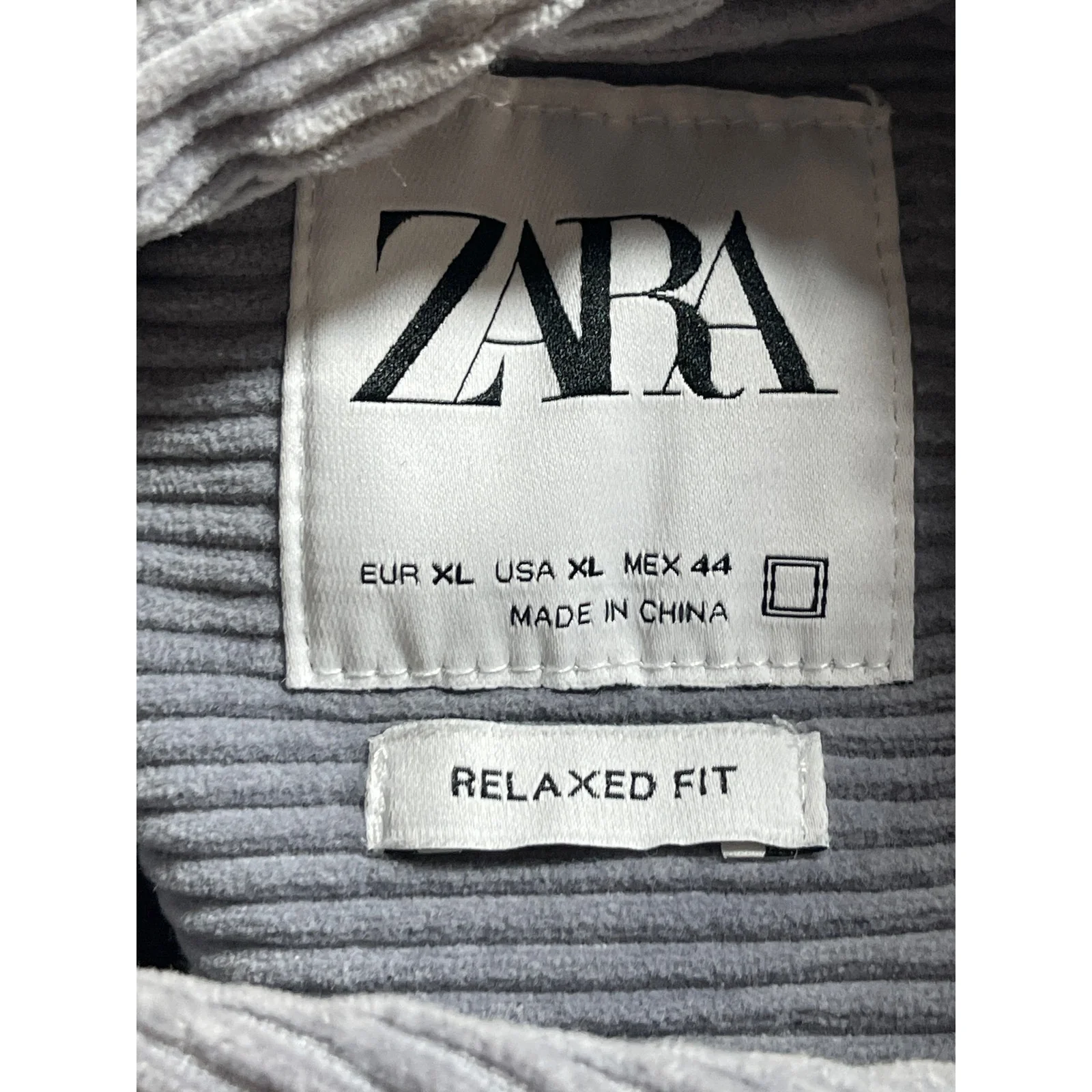 Zara Women Gray Corduroy Long Sleeve Relaxed Pocket Button Down Shirt Top Sz XL - Image 5