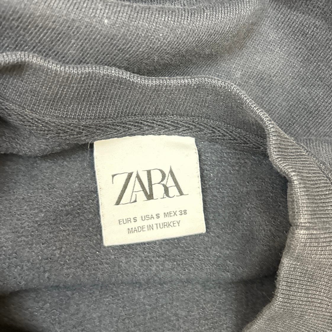 Zara Women Navy Blue Crewneck Embroidered Letter N Long Sleeve Sweatshirt Size S - Image 6