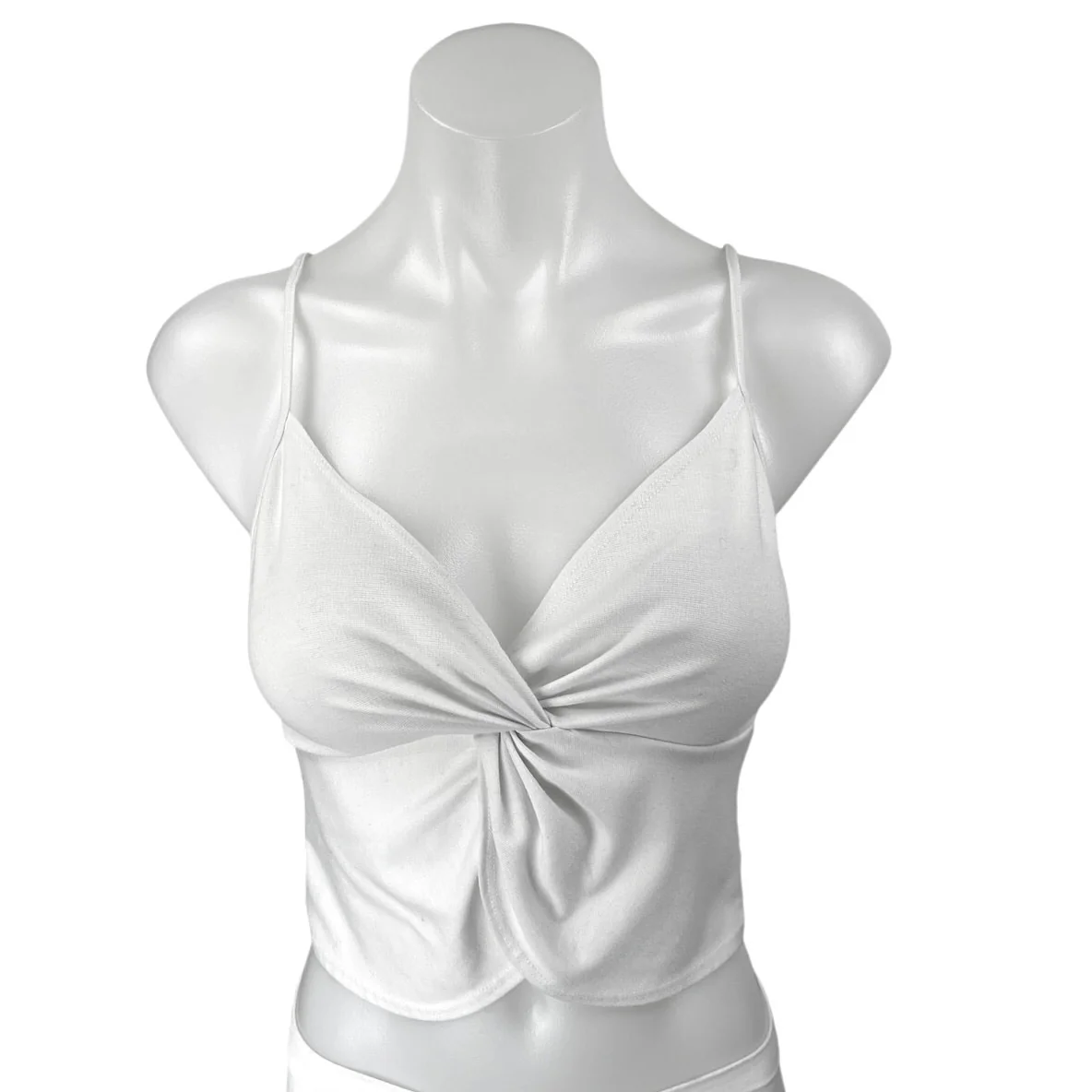 Zara Women White Sleeveless Twist Sweetheart Cami Camisole Tank Crop Top Size S