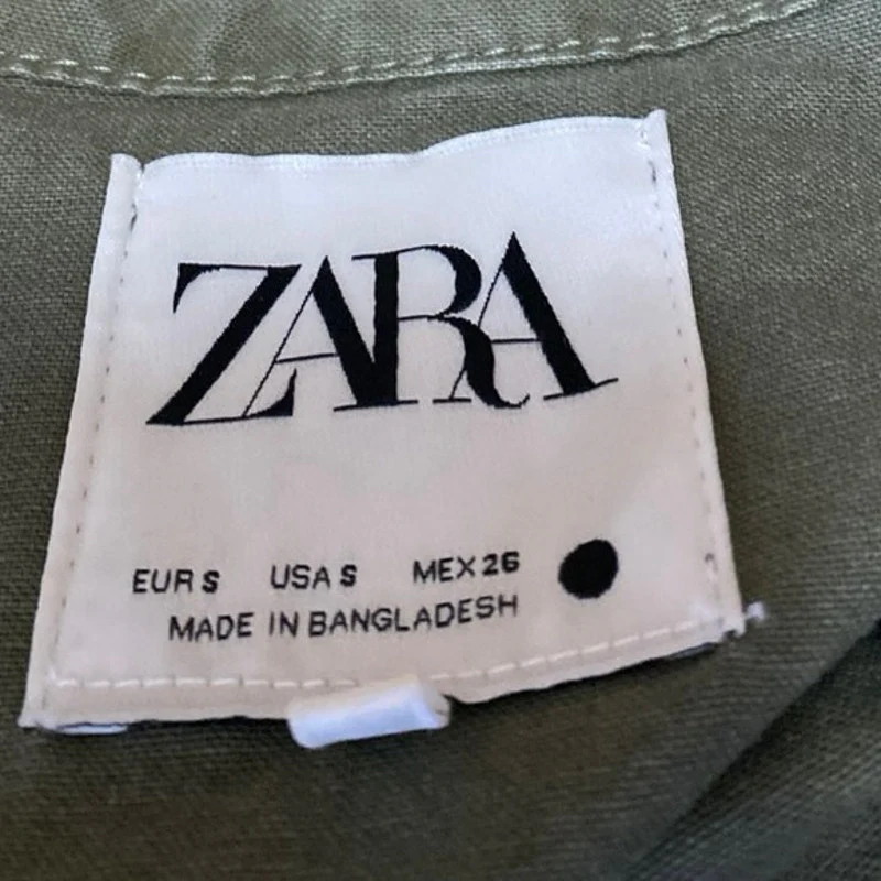 Zara Women's Army Green Zip Up Long Sleeve Cropped Bomber Cargo Jacket Size S - Image 3