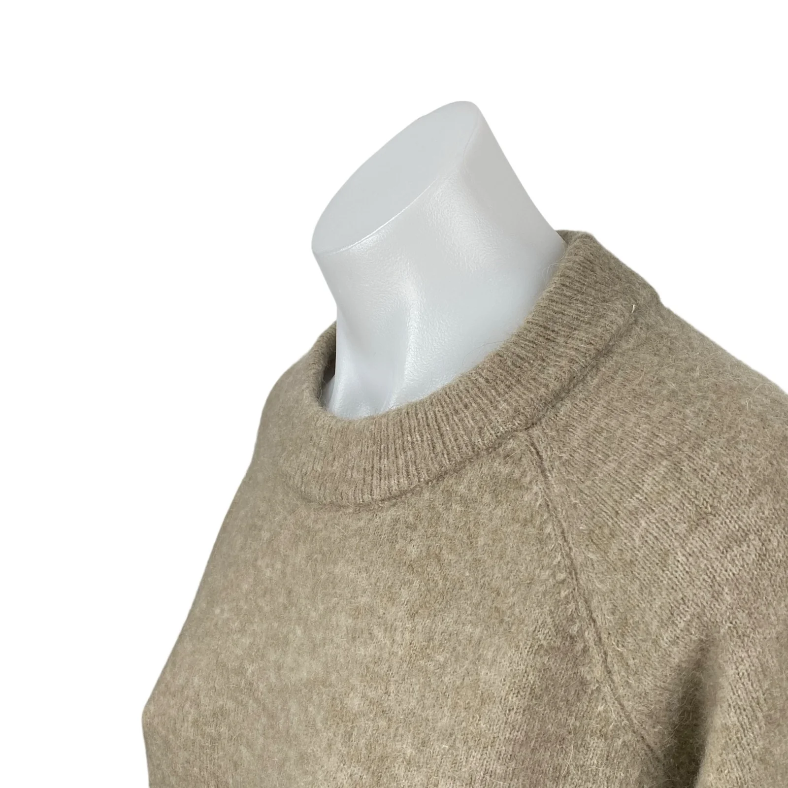 Zara Women's Beige Alpaca Wool Crew Neck Long Sleeve Sweatshirt Sweater Top Sz L - Image 2