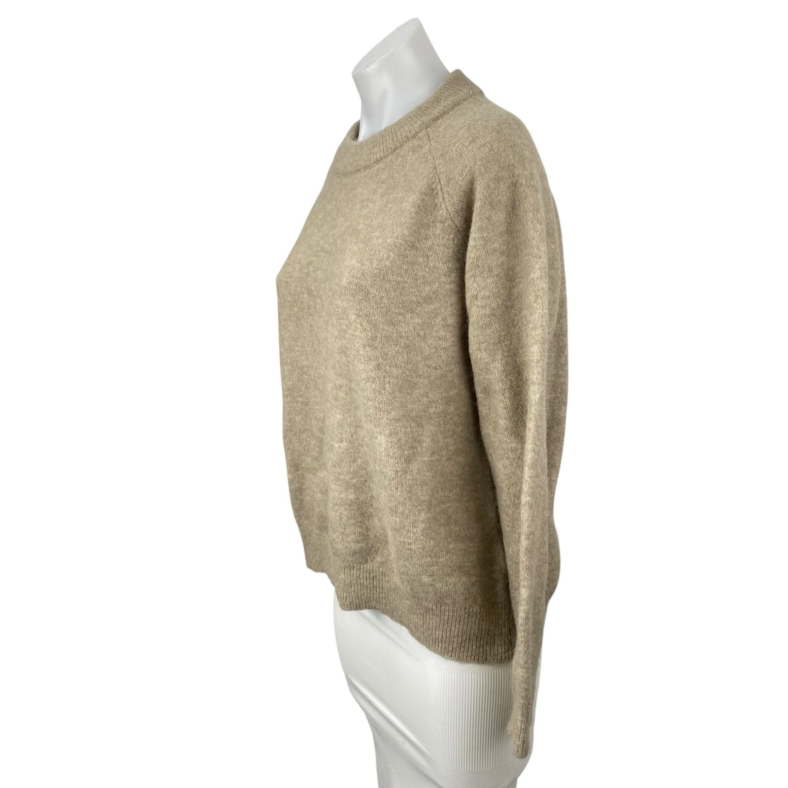 Zara Women's Beige Alpaca Wool Crew Neck Long Sleeve Sweatshirt Sweater Top Sz L - Image 3