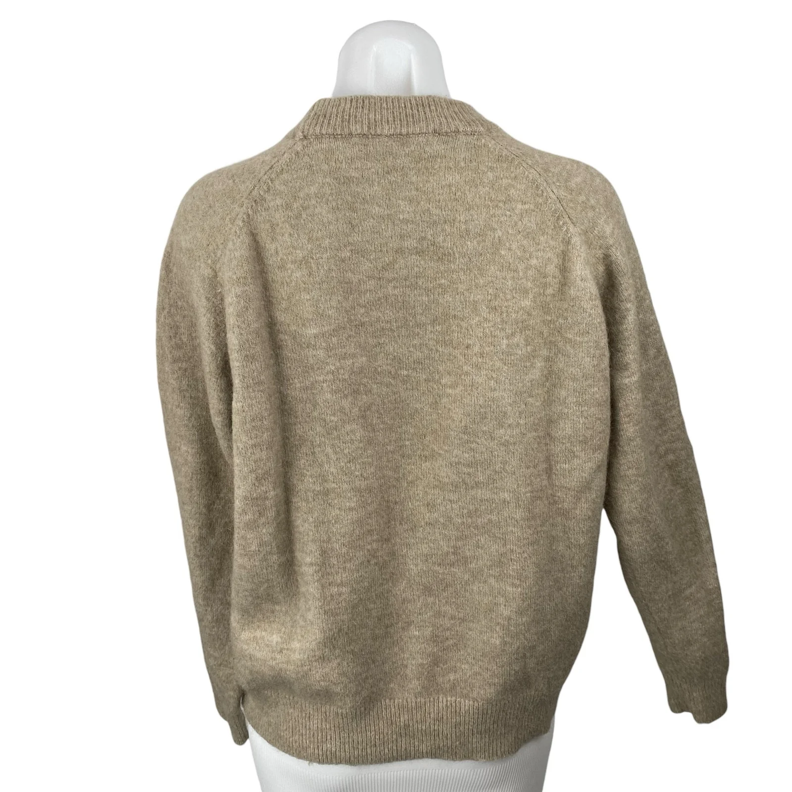 Zara Women's Beige Alpaca Wool Crew Neck Long Sleeve Sweatshirt Sweater Top Sz L - Image 4