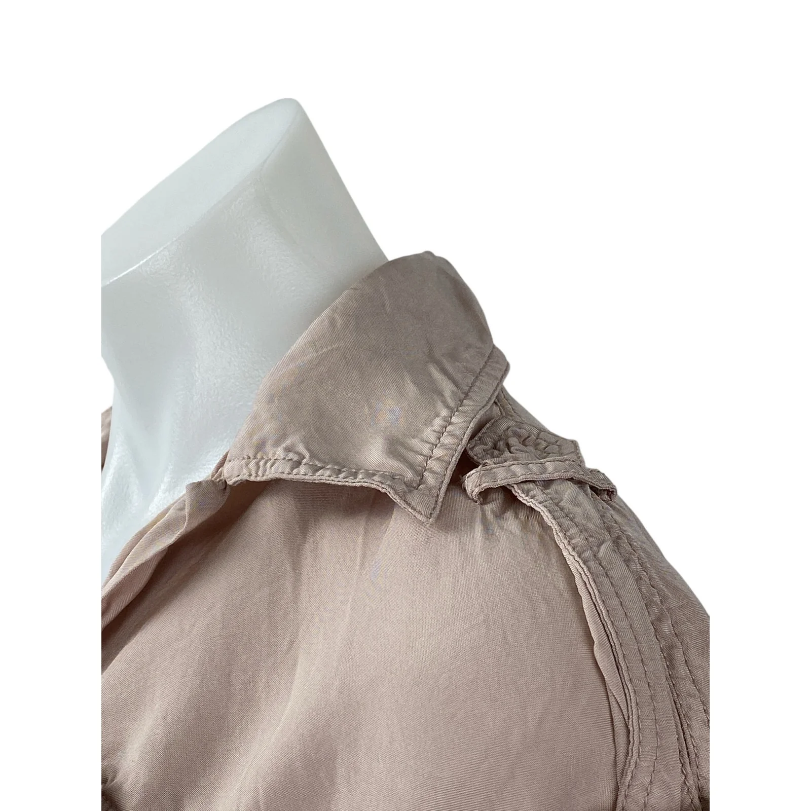 Zara Women's Beige Collared Long Sleeve Buttoned Utility Shirt Blouse Top Sz XS - Image 2