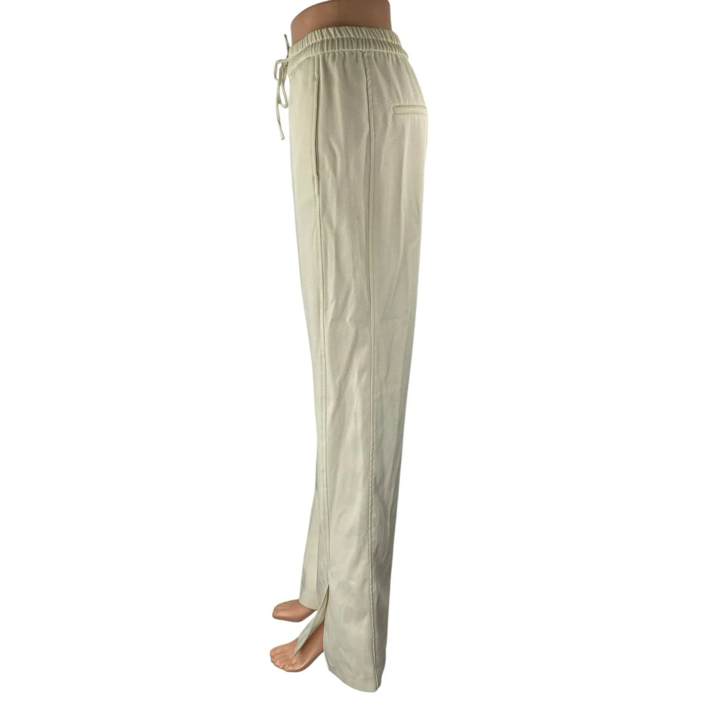 Zara Women's Beige Cream High Waisted Drawstring Flare Trousers Pants Size S - Image 2