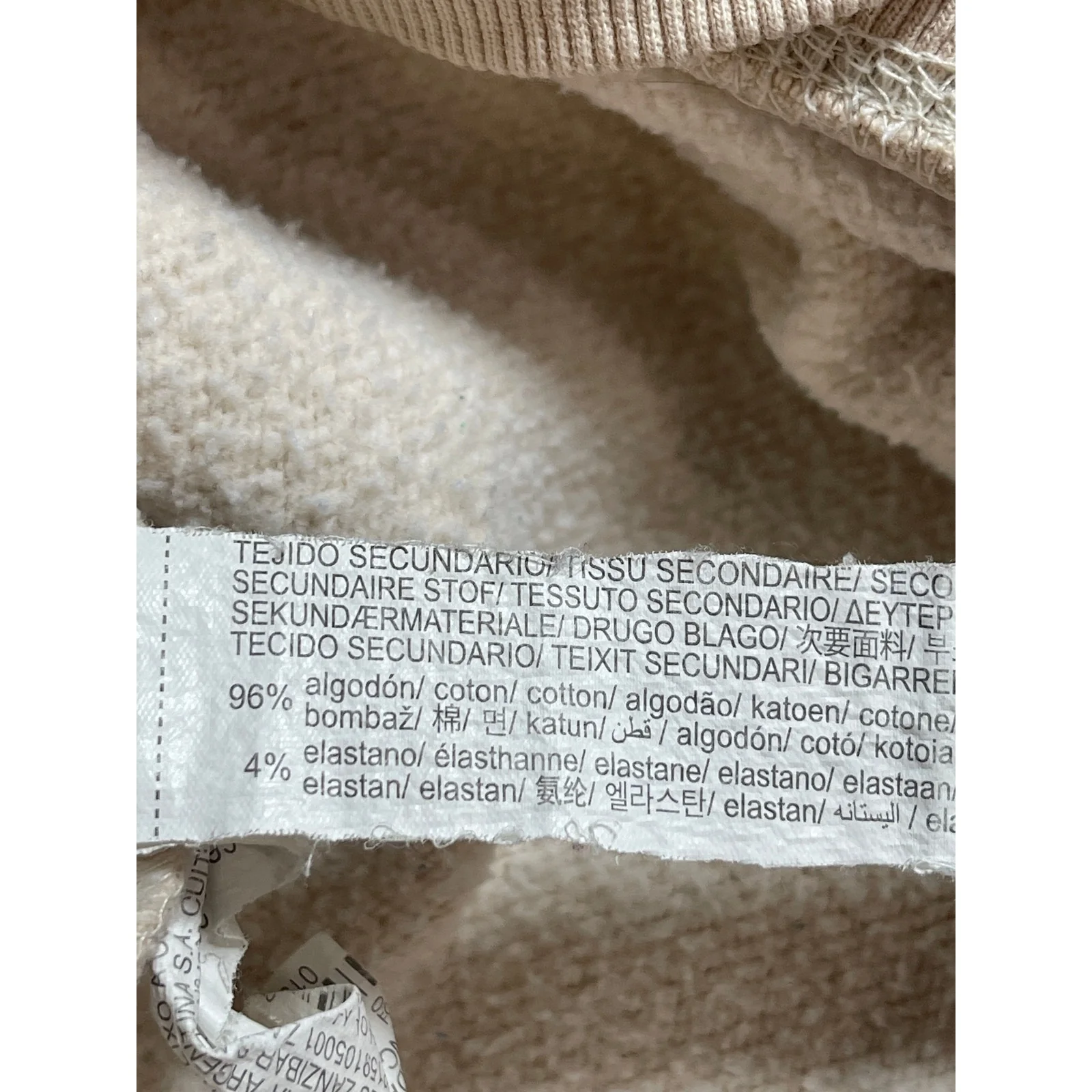 Zara Women's Beige Fleece Long Sleeve Loose Hoodie Hooded Sweatshirt Top Size S - Image 4