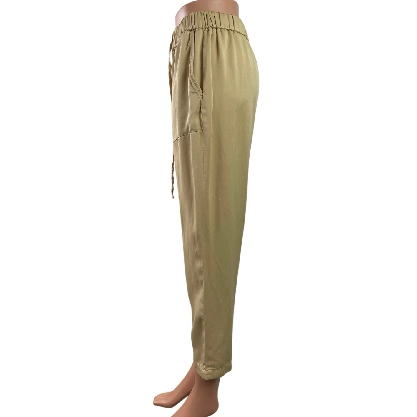 Zara Women's Beige High Waisted Button Fly Skinny Straight Leg Trousers Pants XS - Image 2