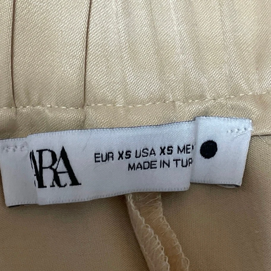 Zara Women's Beige High Waisted Button Fly Skinny Straight Leg Trousers Pants XS - Image 4