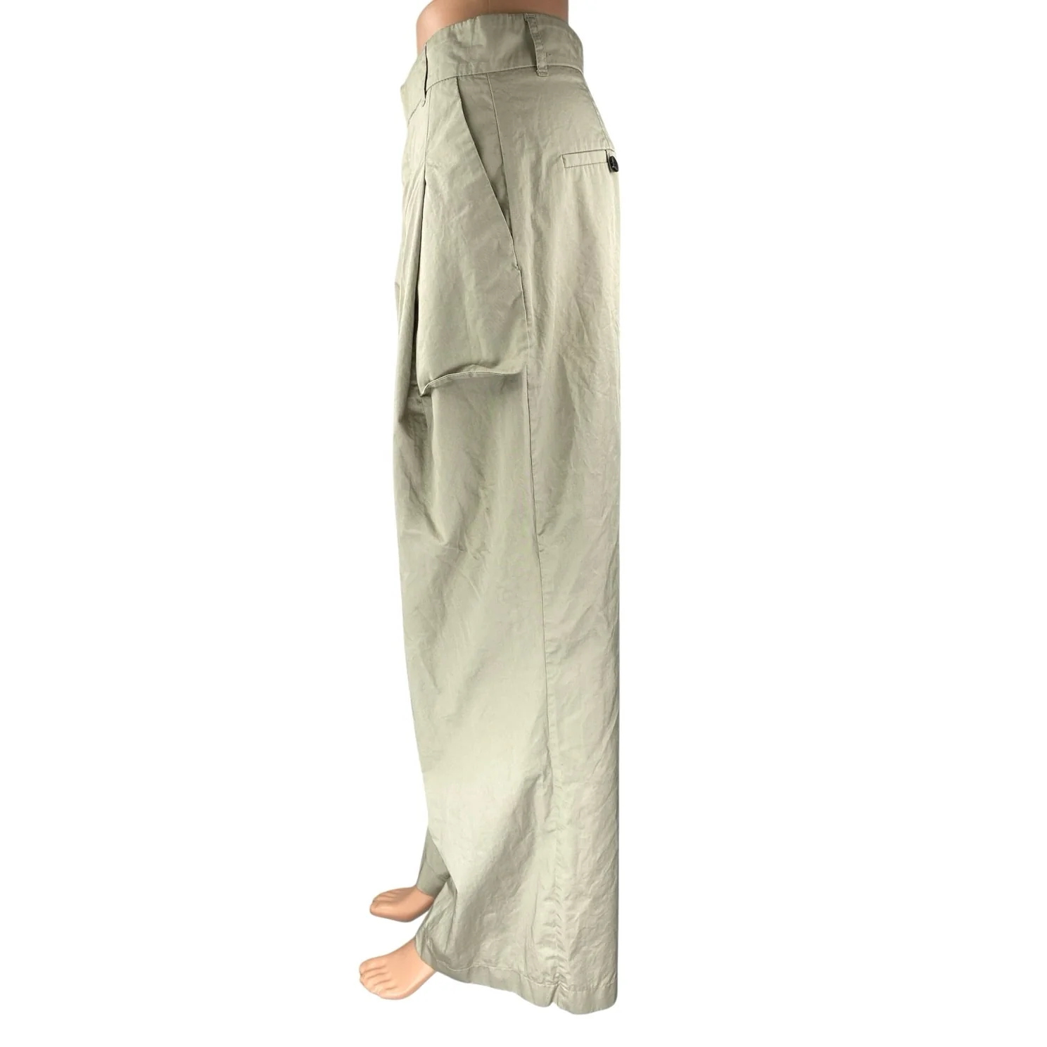 Zara Women's Beige High Waisted Wide Leg Windbreaker Palazzo Trousers Pants Sz S - Image 2