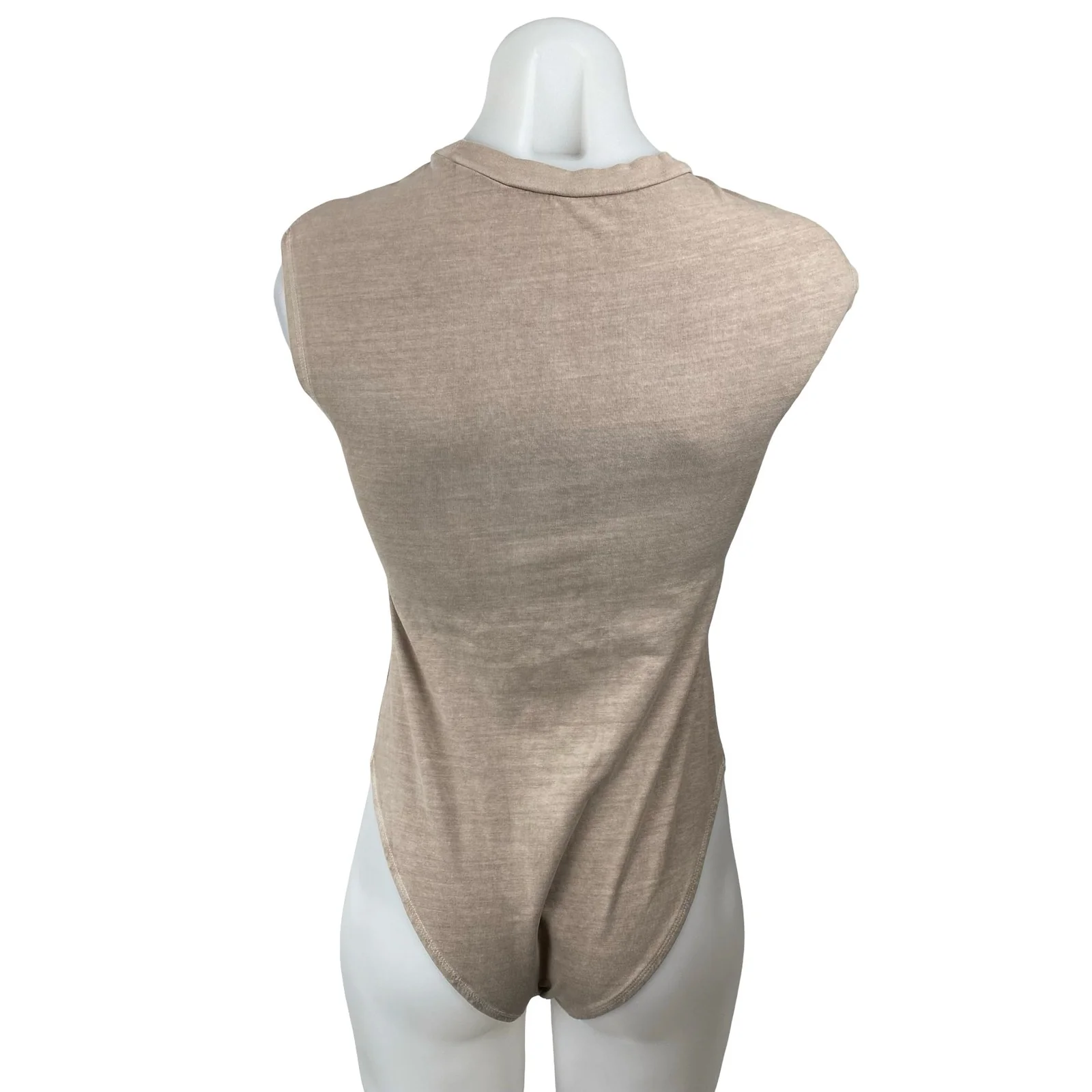 Zara Women's Beige Khaki Crew Neck Sleeveless Neutral Tank Bodysuit Top Size S - Image 4