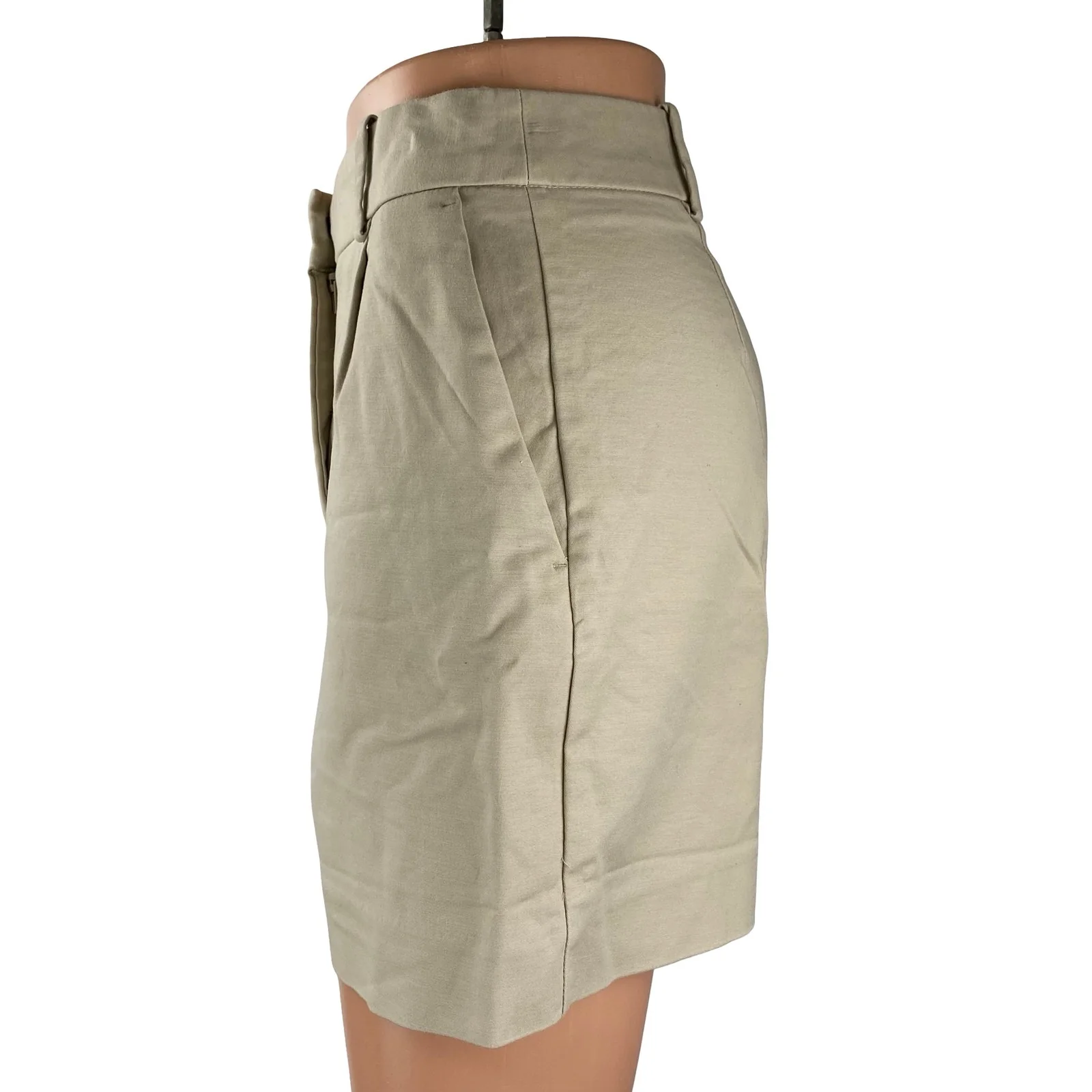 Zara Womens Beige Khaki High Waisted Utility Straight Mini Casual Shorts Size XS - Image 2
