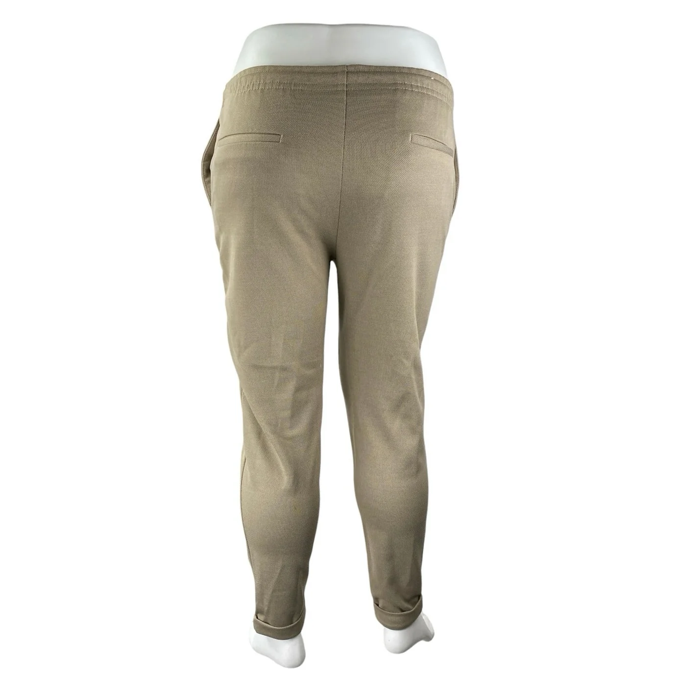 Zara Women's Beige Khaki Tan Drawstring High Rise Tapered Sweat Pants Size XL - Image 2
