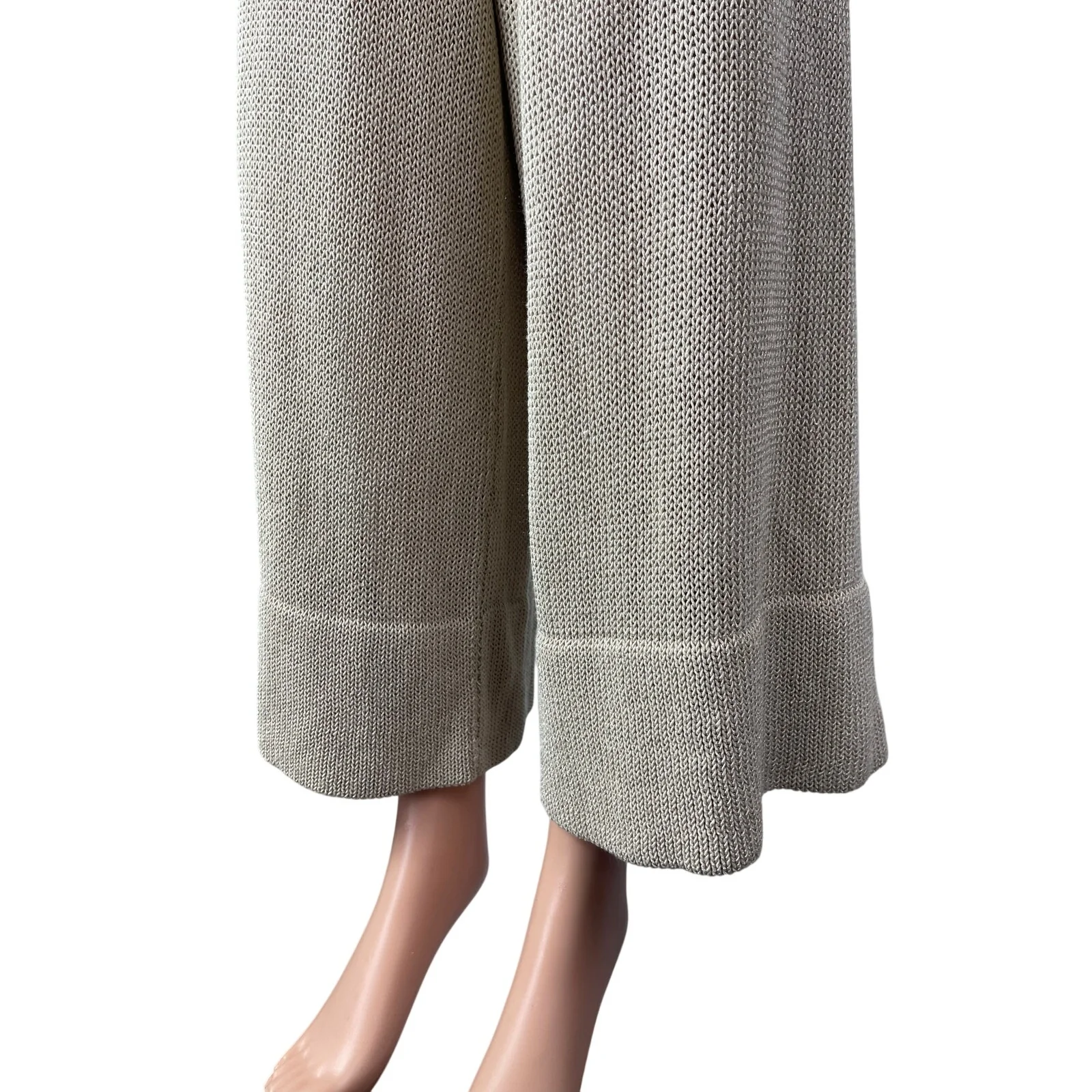 Zara Women's Beige Knit High Waisted Wide Leg Flare Trousers Lounge Pants Size S - Image 3