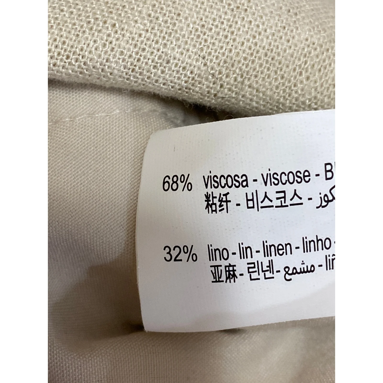 Zara Women's Beige Linen Drawstring Pleated Wide Leg Baggy Trousers Pants Size S - Image 6