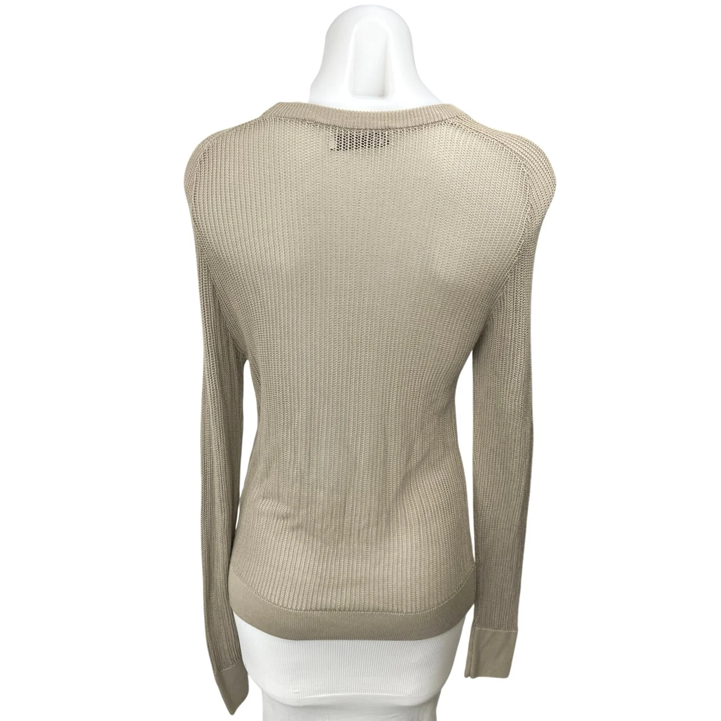 Zara Women's Beige Long Sleeve Round Neck Semi Sheer Pullover Sweater Top Size S - Image 2