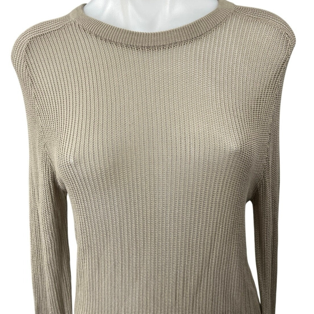 Zara Women's Beige Long Sleeve Round Neck Semi Sheer Pullover Sweater Top Size S - Image 3