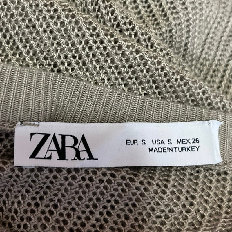 Zara Women's Beige Long Sleeve Round Neck Semi Sheer Pullover Sweater Top Size S - Image 4