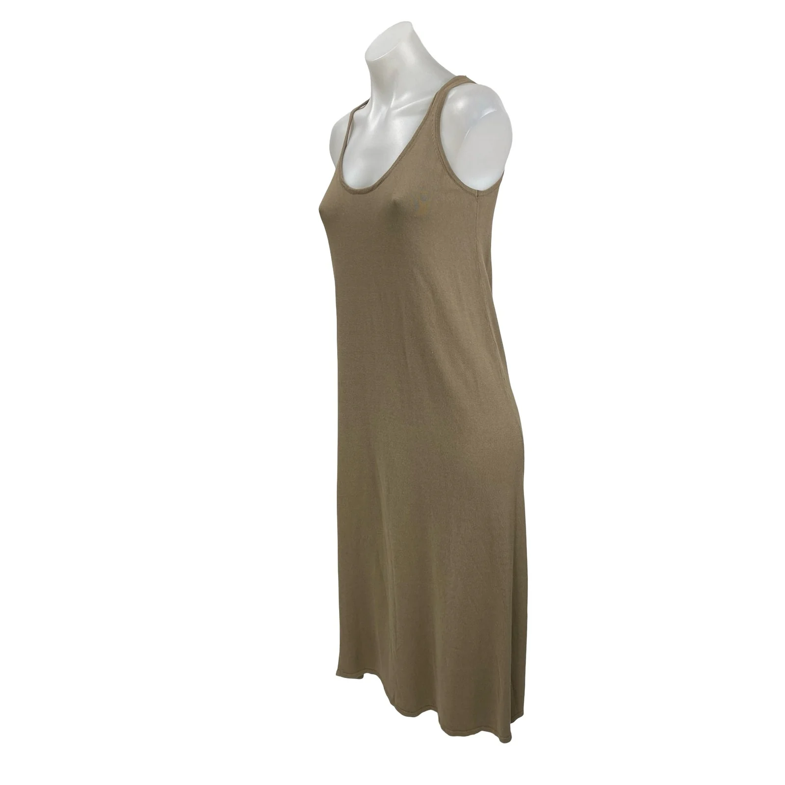 Zara Women's Beige Soft Knit Sleeveless Midi Cami Tank Sheath Shift Slip Dress S - Image 2