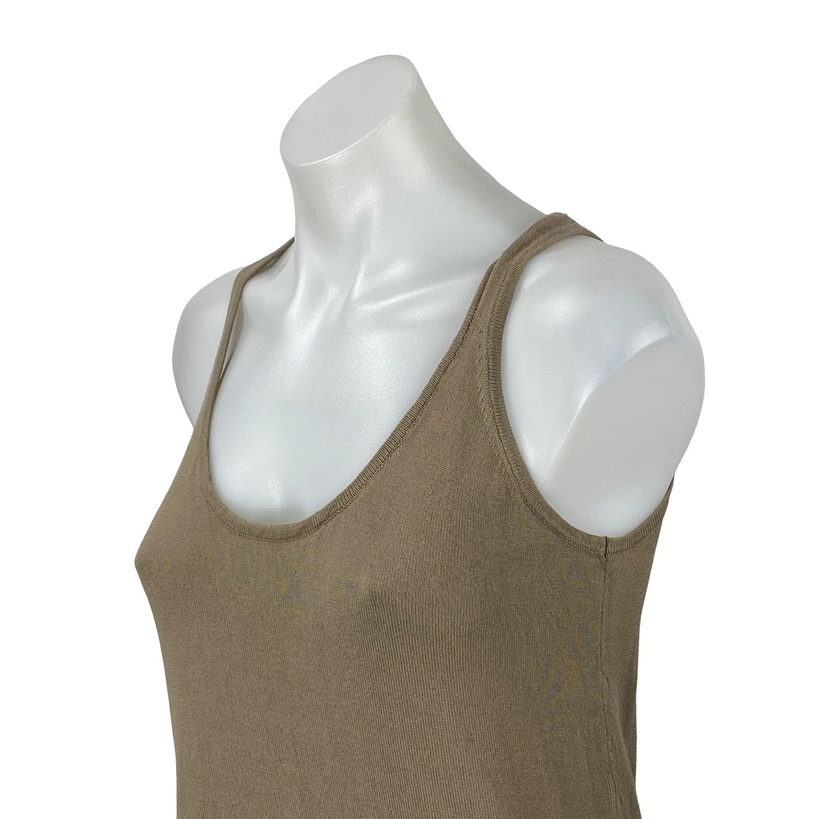 Zara Women's Beige Soft Knit Sleeveless Midi Cami Tank Sheath Shift Slip Dress S - Image 3