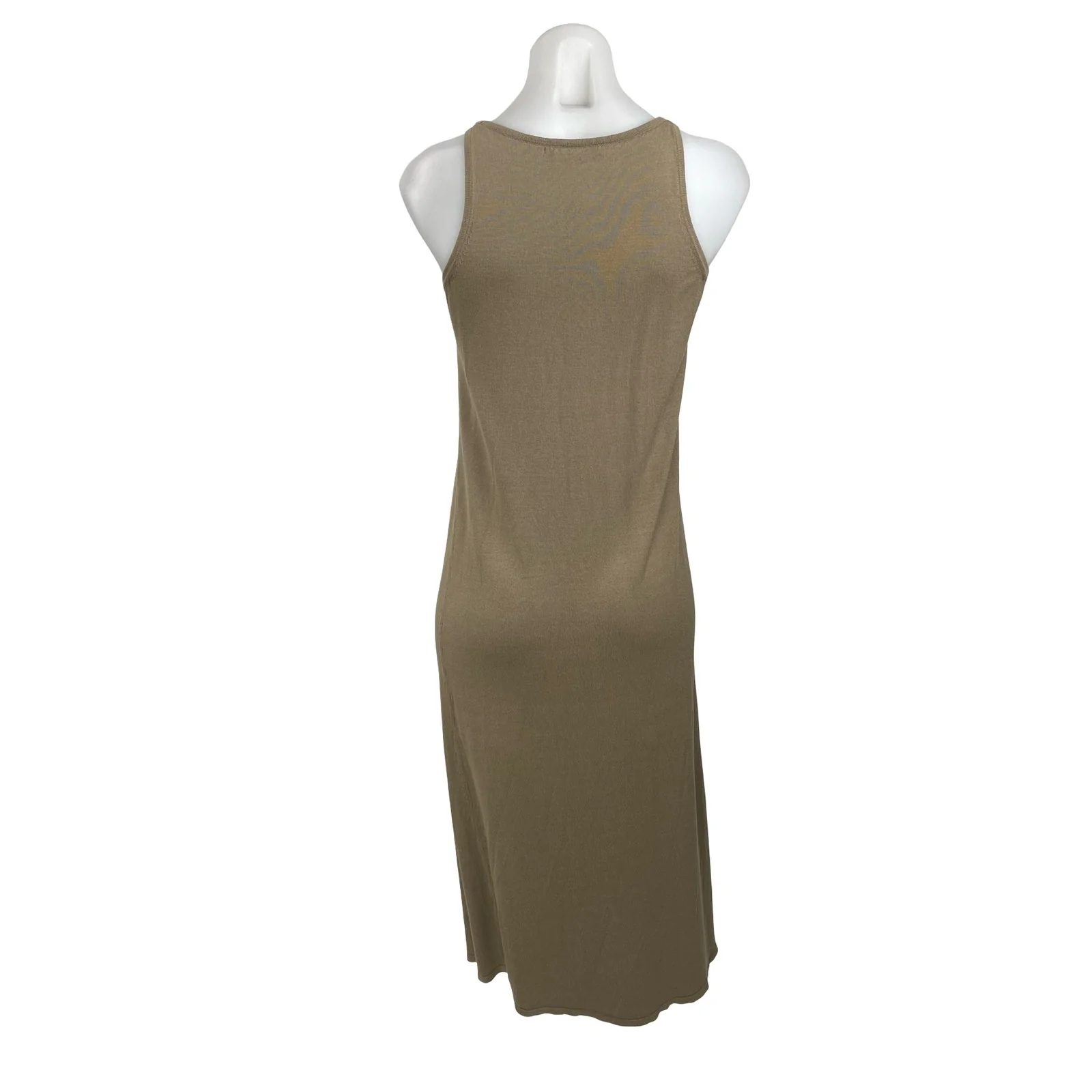 Zara Women's Beige Soft Knit Sleeveless Midi Cami Tank Sheath Shift Slip Dress S - Image 4