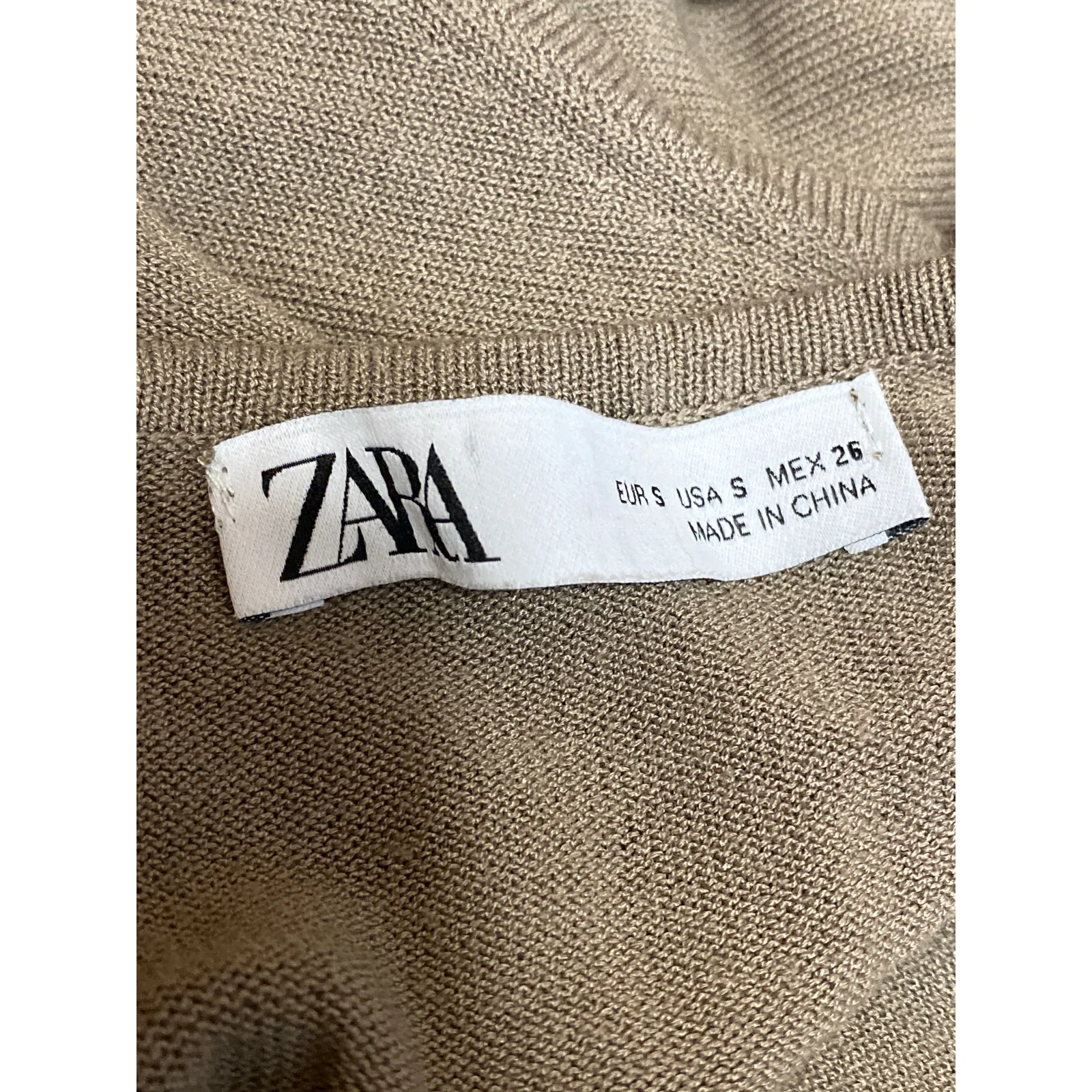 Zara Women's Beige Soft Knit Sleeveless Midi Cami Tank Sheath Shift Slip Dress S - Image 5
