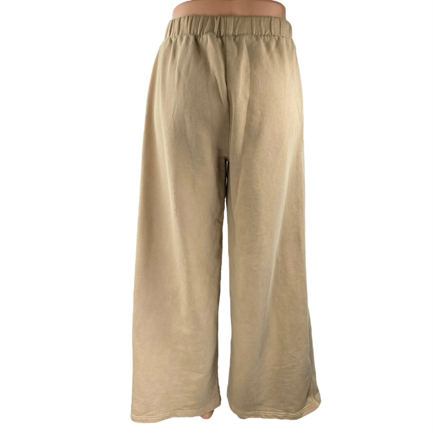 Zara Women's Beige Tan Khaki Chino High Rise Wide Leg Trousers Pants Size S - Image 3