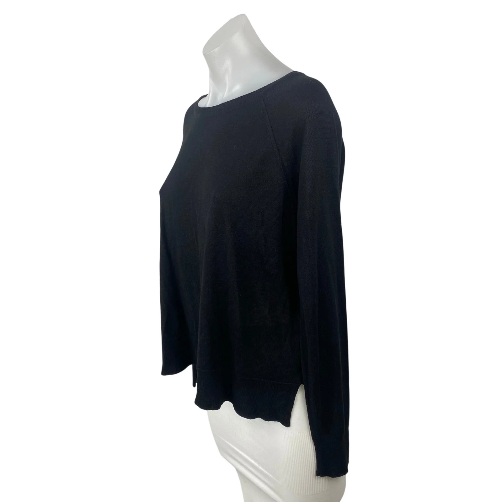 Zara Womens Black Boat Neck Drop Long Sleeve Casual Jersey T-Shirt Sweater Top L - Image 2