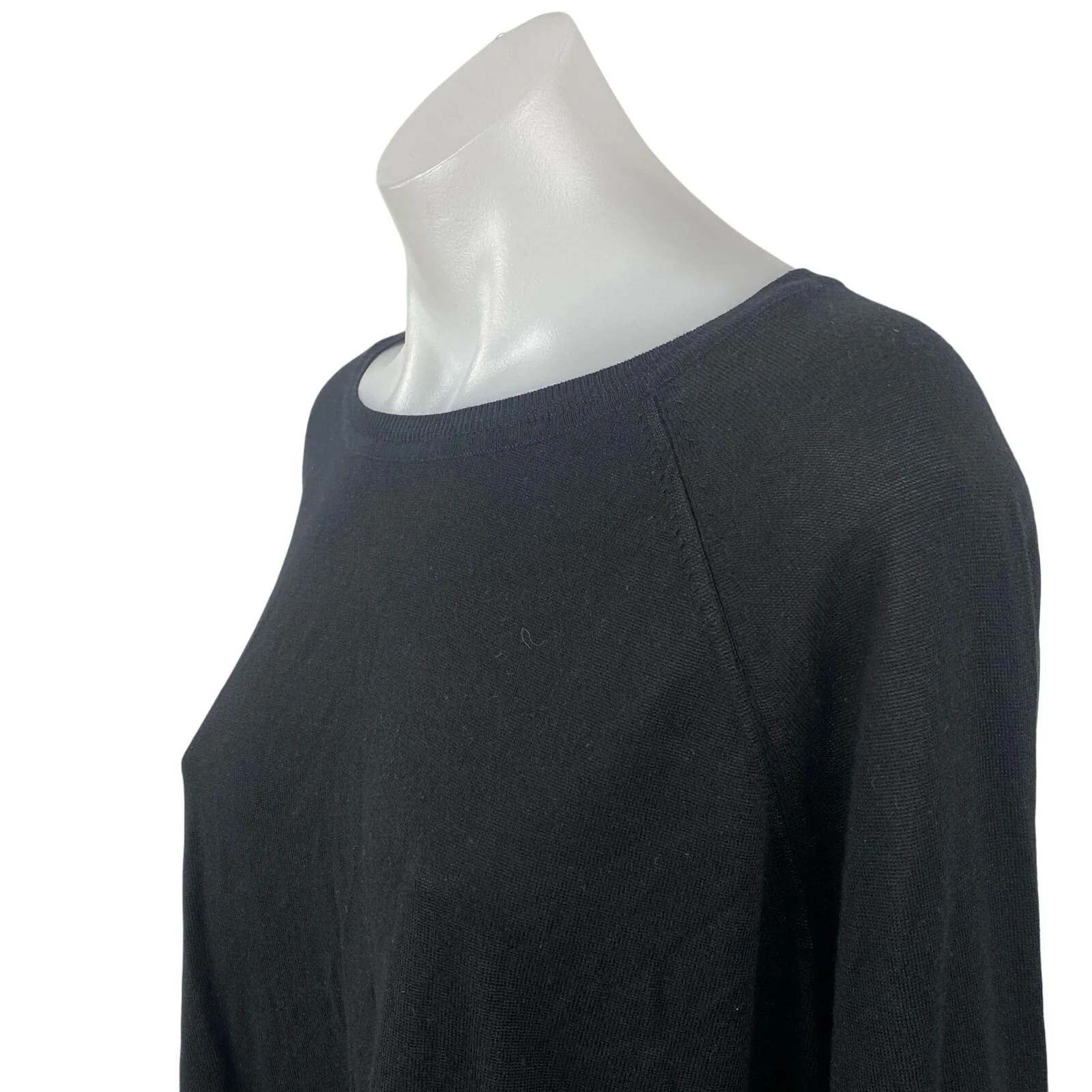 Zara Womens Black Boat Neck Drop Long Sleeve Casual Jersey T-Shirt Sweater Top L - Image 3