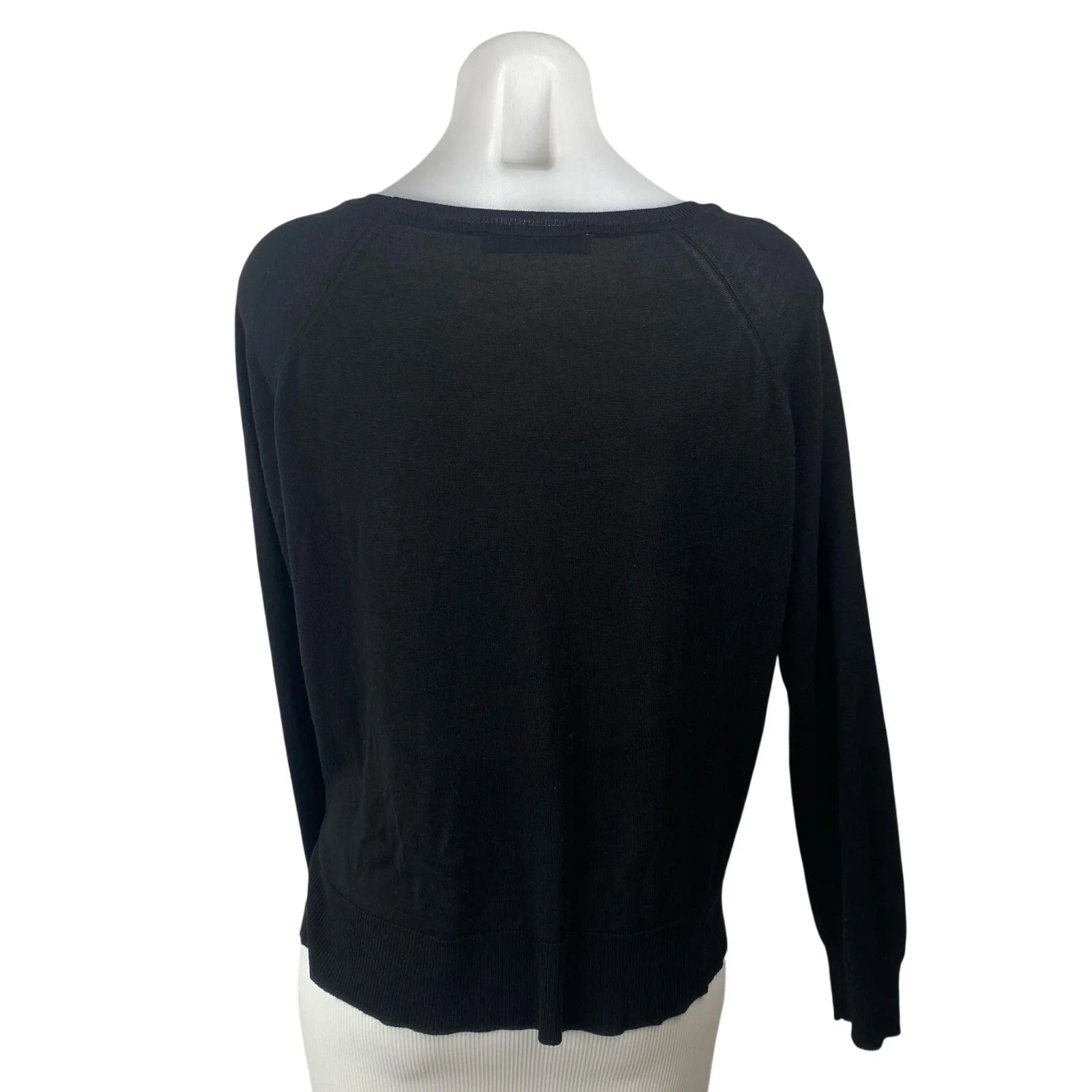 Zara Womens Black Boat Neck Drop Long Sleeve Casual Jersey T-Shirt Sweater Top L - Image 4