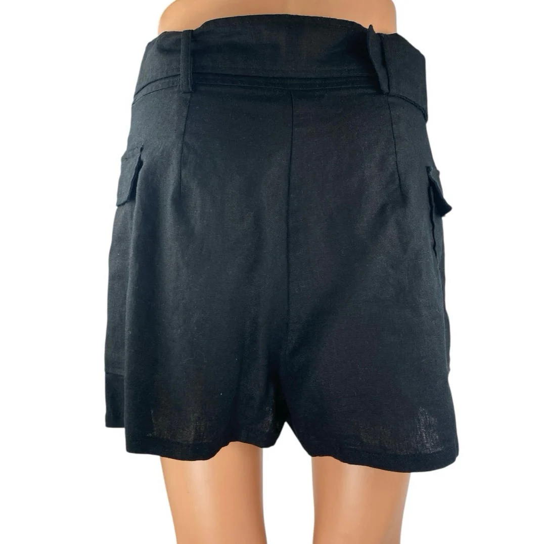 Zara Women's Black Buckle Belted Cargo Pockets High Rise Mini Skirt Skort Size S - Image 3