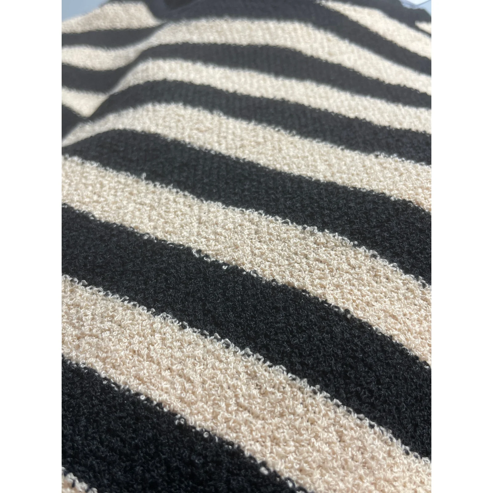 Zara Women's Black Cream Striped Knit Cap Sleeve Midi Sheath Bodycon Dress Sz S - Image 4