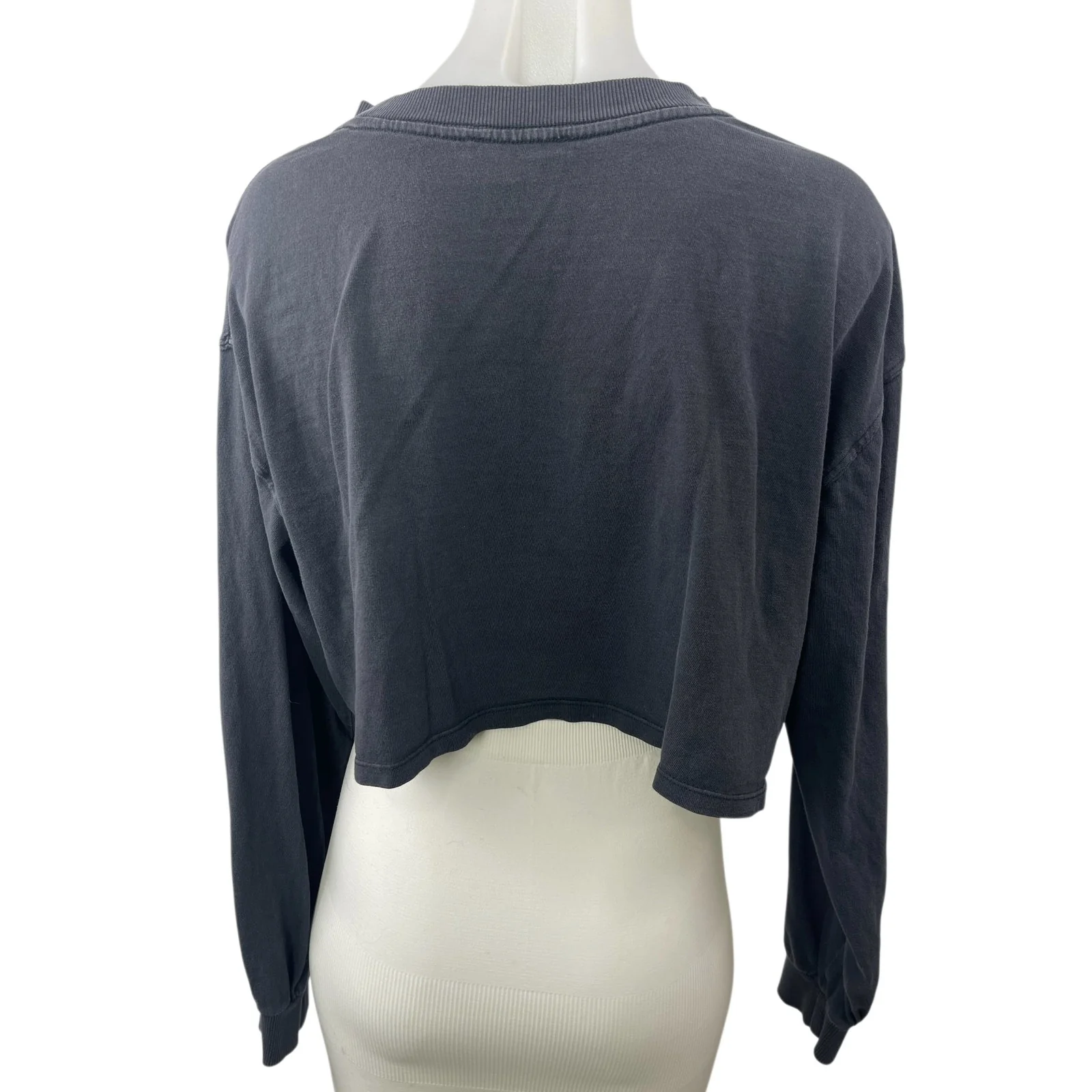 Zara Women's Black Crew Neck Long Sleeve Crop Pullover Sweater Sweatshirt Top L - Image 2